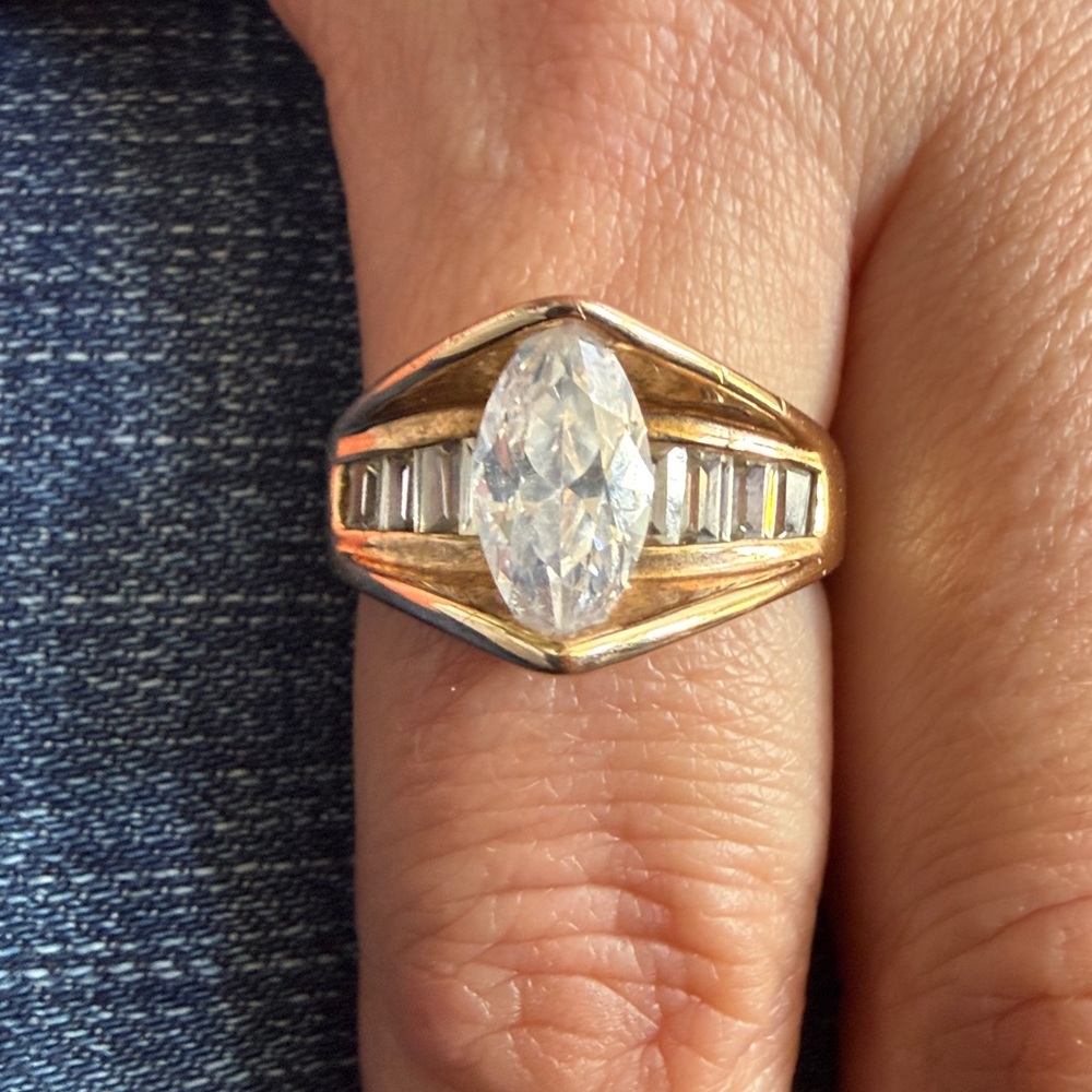 Elegant 18K GE Gold and CZ Women's Ring